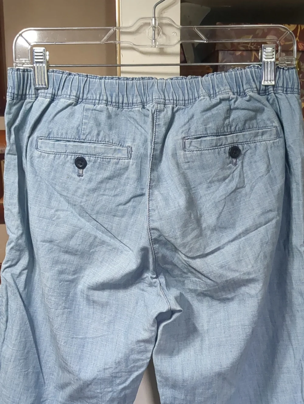J. Crew Light Blue Chambray Elastic Backed Beach Pants Size 6